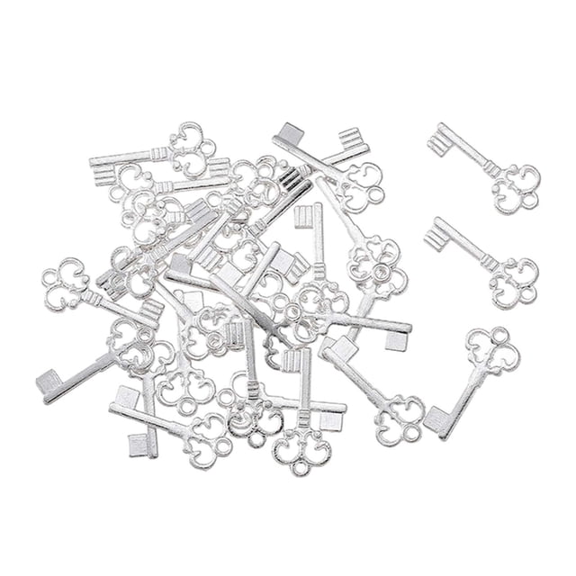 Key Charms Keys Bulk Metal Key Pendants Vintage Style Key Set Charms for Jewelry Bright 100pcs
