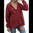 thumbnail image 1 of Impermeables para Mujer, Impermeables, Resistentes Al Viento, Ajustables, con Capucha y Bolsillos. Vino Tinto M, 1 of 9