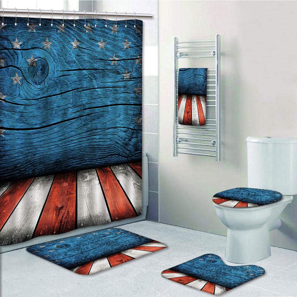 PRTAU Primitive Country Rustic Empty Wooden Interior American Flag 5