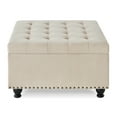 thumbnail image 2 of Yesfashion 30"L Square Storage Ottoman Bench, Upholstered Tufted Button Storage Bench with Nails Trim, Storage Toy Box Footrest Bench for Living Room, Bedroom, 2 of 7