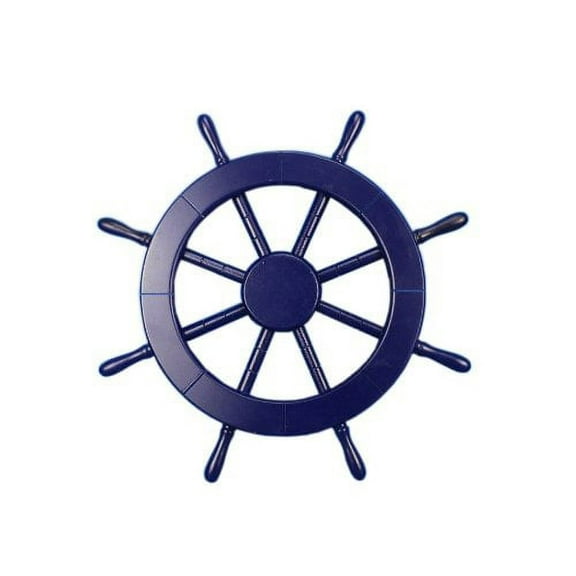 Nagina International 24" Nautical Antique Dark Blue Ship Wheel - Pirate Home Decorative Wall Hanging