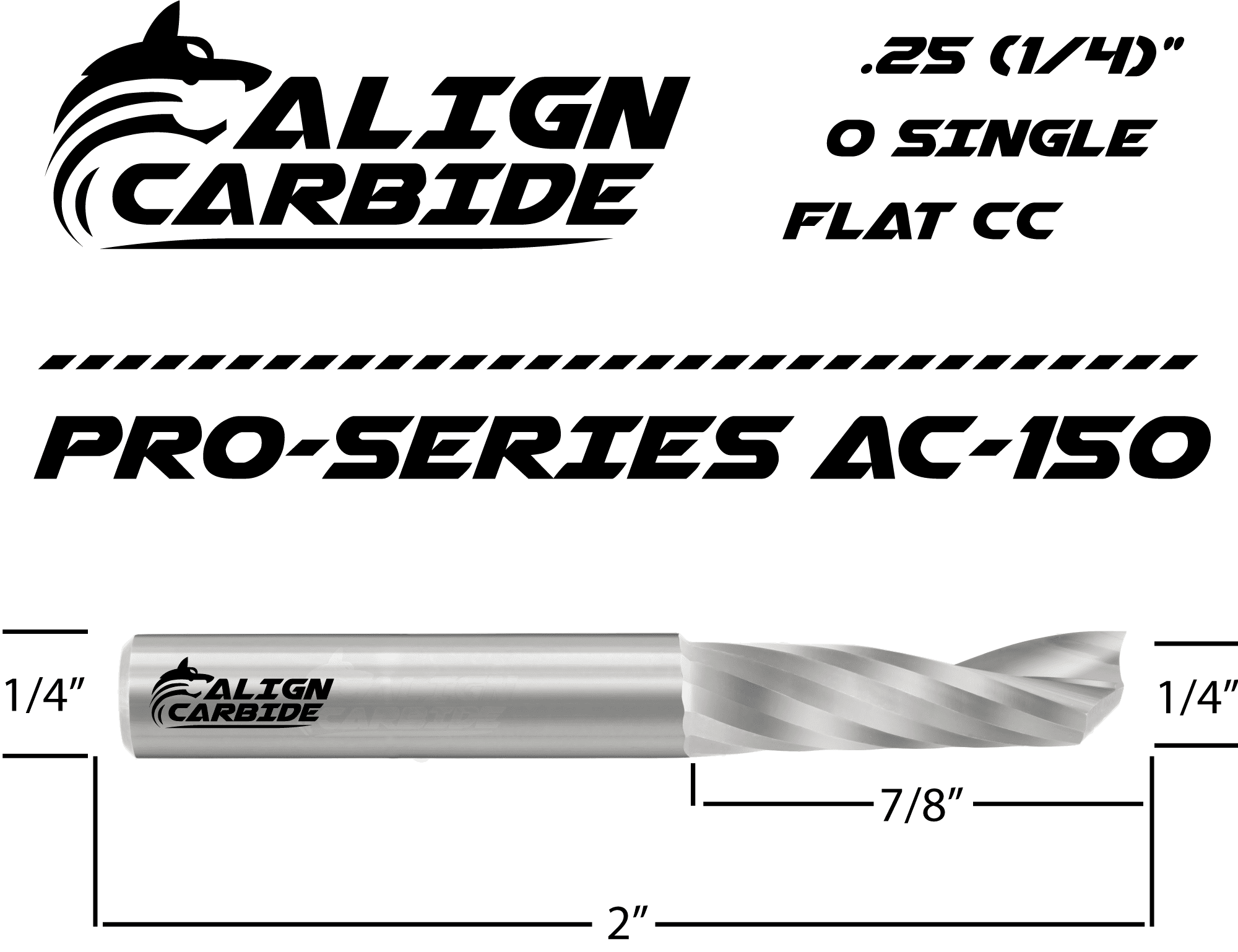 Align Carbide 1/4" Down Cut Spiral Plunge Flat 1/4" Shank Router Bit. 