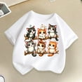 thumbnail image 5 of JIAYUE Boys Girls Tops Short Sleeve Round Neck Loose Fit Cartoon Cat Print For Children Playful Style Attire, 5 of 5