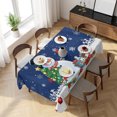 thumbnail image 3 of Navy Blue Snowman Christmas Table Cloth Waterproof Tablecloths, Gifts Xmas Tree Winter Snowflake Tablecloth Dining Table Cover for Kitchen Party Tabletop Outdoor, Rectangle Tablecloth 60x120 Inch, 3 of 9