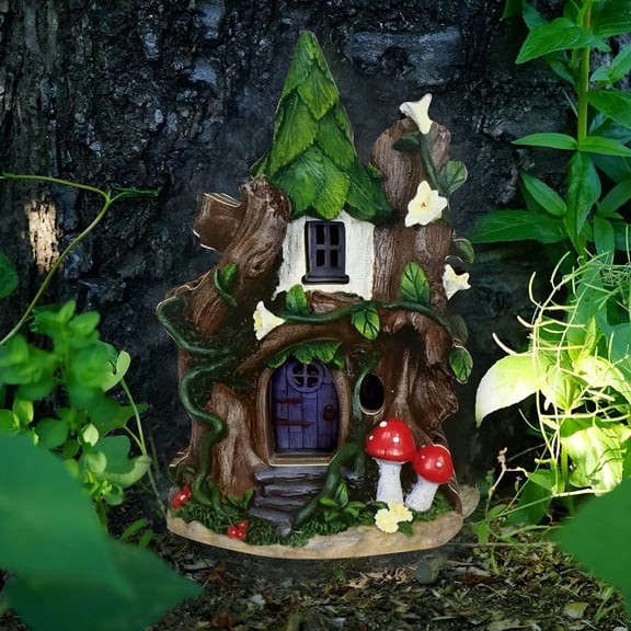 ACDANC Fairy Garden House,Resin Miniature Mini Mushroom House and Tiny Tree House Yard Garden Sculpture Lawn Ornament Outdoor Decor Accessories