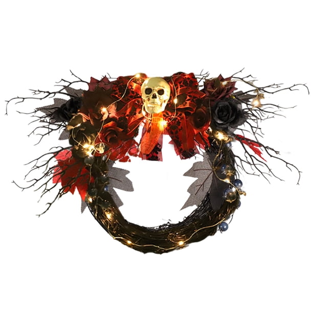 Esqueleto De Simulación, Guirnalda Colgante Para Puerta Con Luces Led Para Decoración De Fiesta De Halloween Methold HA040048-02
