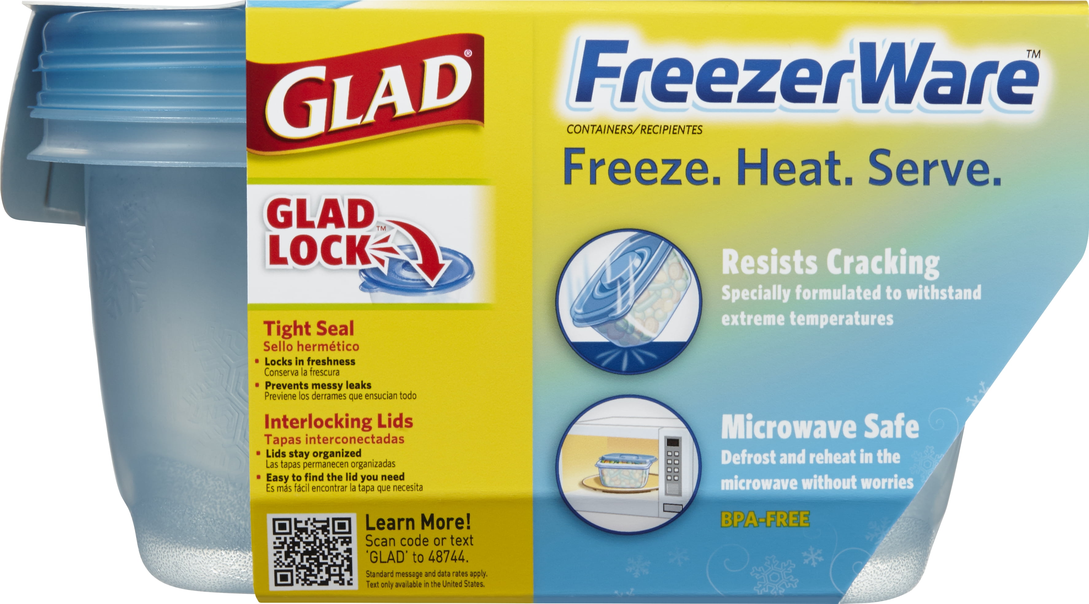 Gladware - Freezerware 64oz - Large Rectangle - 2ct 