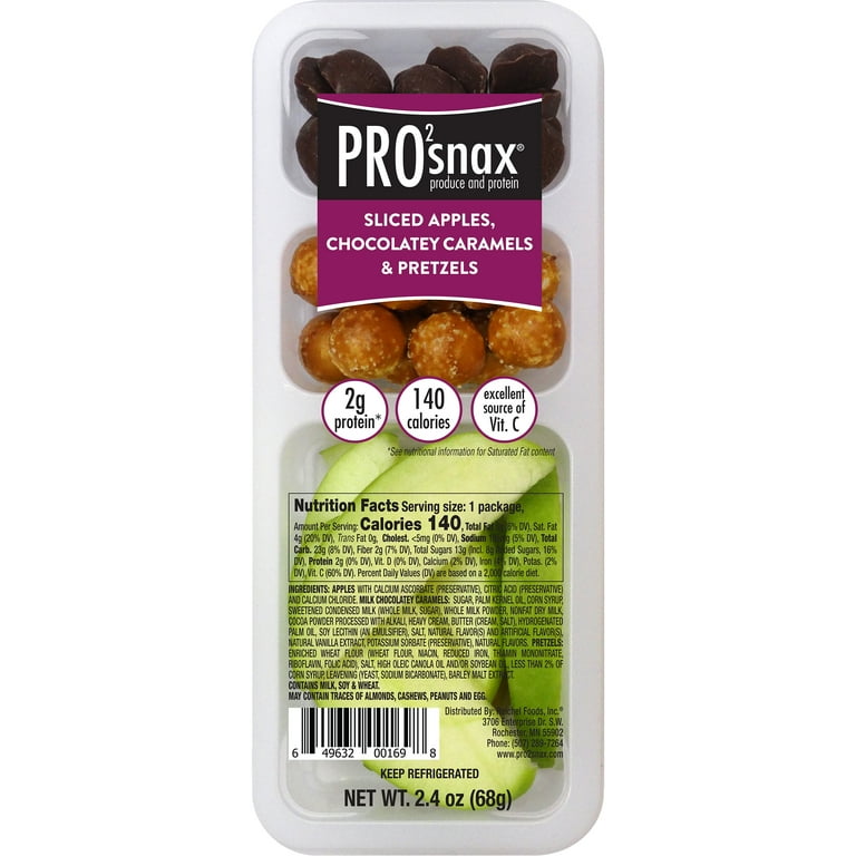 PRO2snax Sliced Apples Chocolate Caramels, & Pretzels, 2.4