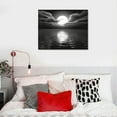 thumbnail image 4 of Nawypu  Black and White Canvas Full Moon Wall Art Sunset Picture Prints Moon on Sea Ocean Landscape Artwork for Home Decor Framed Ready to Hang, 4 of 4