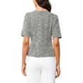 thumbnail image 3 of Tweed Top for Women's Round Neck Short Sleeve Pullover Work Office Blouse XL Khaki, 3 of 6