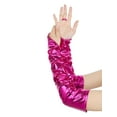 thumbnail image 5 of INSPIRE CHIC Women's Metallic Shiny Fingerless Gloves with Finger Loop Arm Warmers for Party Disco One Size Fuchsia, 5 of 6