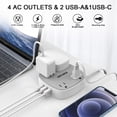 thumbnail image 2 of Flat Plug Power Strip with USB, 4 Outlets + 3 USB Ports (1 USB-C), 6FT Ultra-Thin Flat Cord, Surge Protection for Bedroom, Desk, Travel Use, 2 of 7