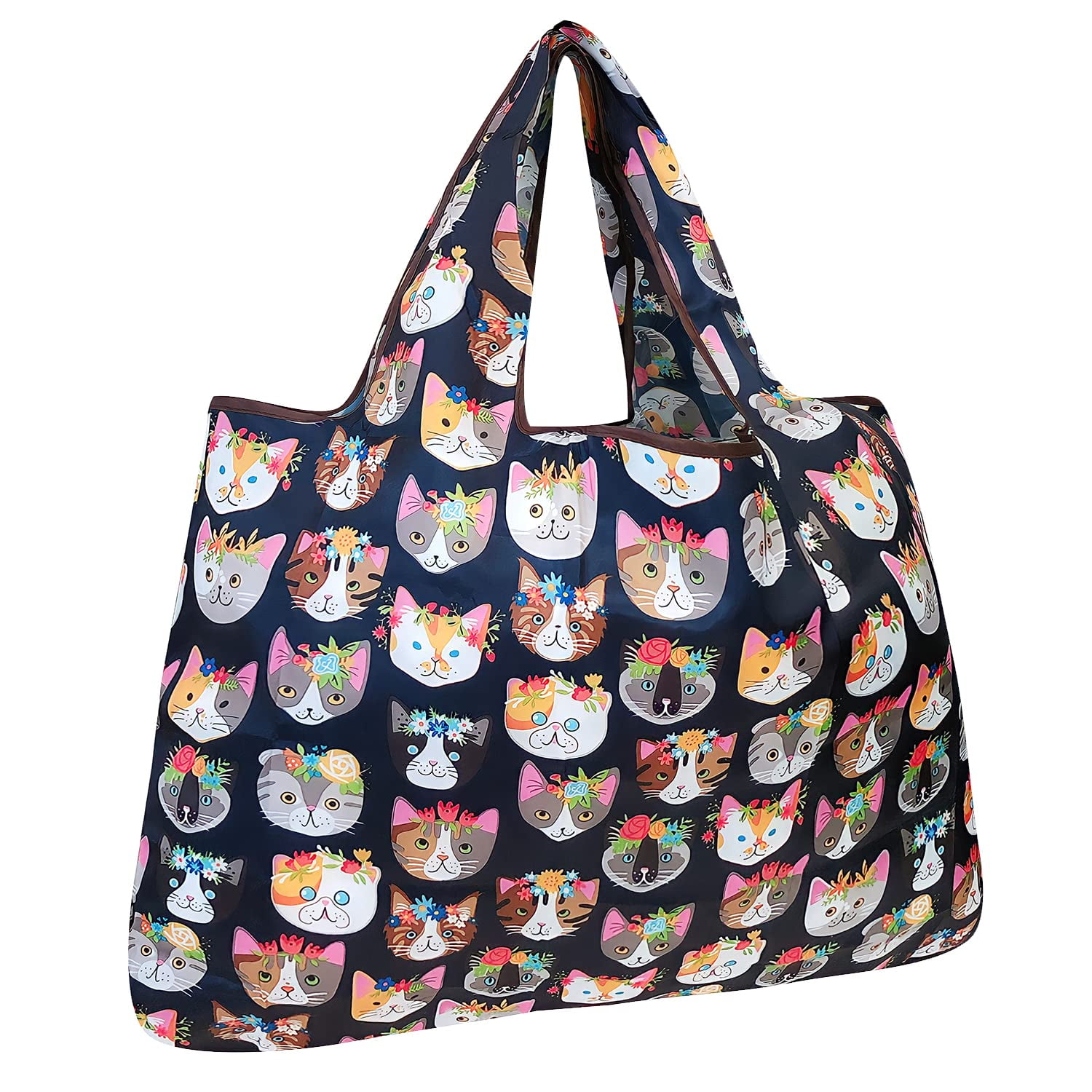 Allydrew, Borse Della Spesa Pieghevoli Grandi E Piccole In Nylon Riutilizzabili Set Di 2 Motivo Floreale Grigio~p132763899
