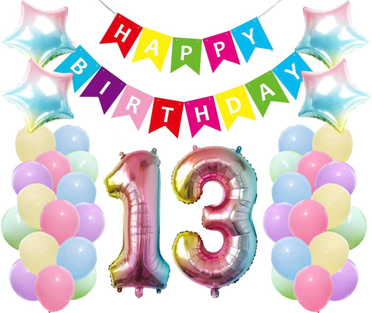 13th Birthday Party Decorations Kit Happy Birthday Banner with Number 13 Birthday Balloons for Birthday Party Supplies 13th Colourful Birthday Party Pack 13th Birthday Party Decorations Kit Happy Birthday Banner with Number 13 Birthday Balloons for Birthday Party Supplies 13th Colourful Birthday Party Pack