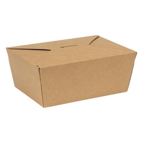 Eco-Systems ECOTB4K-PB NJ 4 Paperboard 95 Percentage Post-Consumer Recycled Polycoated Kraft Takeout Box - Case of 160