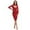 Red, variant on BEAUKEY Women's Sexy Mesh Bandage Dress V Neck Bodycon Long Sleeves Celebrity Club Hollow Party Knee Length Vestidos Red
