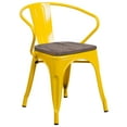 thumbnail image 2 of Emma + Oliver Yellow Metal Chair with Wood Seat and Arms, 2 of 6