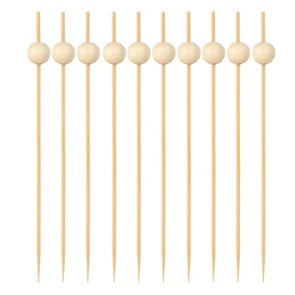 Jkung 100/200Pcs Wooden Ball Toothpicks Long Cocktail Picks Appetizers Baking Garnish Skewers with Sturdy Polished Heads