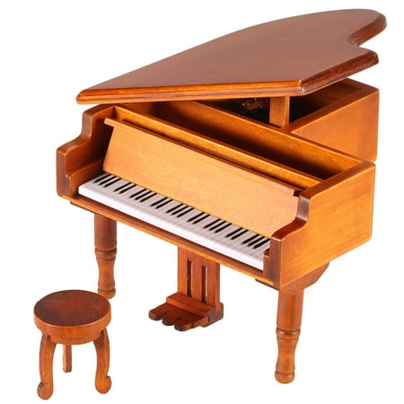 Musical Wooden Box Windup Wooden Piano Musical Box Classical Melody Music Box Random Melody Gift for Children Girls ()