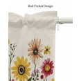 thumbnail image 5 of Yellow Red Spring Floral Kitchen Valances for Windows Farmhouse Linen Window Valance Curtain for Living Room Window Treatment Pastoral Summer Flower Rustic Valance Rod Pocket Topper, 54 x 18 Inch, 5 of 6