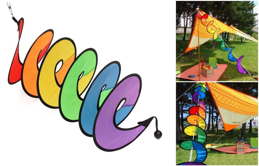 Rainbow Spiral Windmill Wind Chimes Spinner Garden Home Hanging Decor Ornament 