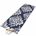 thumbnail image 2 of Classic Floral Pattern Washable Runner Rugs 2'x6', Navy Blue Background White Flowers Low Pile Throw Entryway Rug Non-Slip Sturdy Edge Binding Carpet for Indoor Bedside Entrance Bedside, 2 of 9