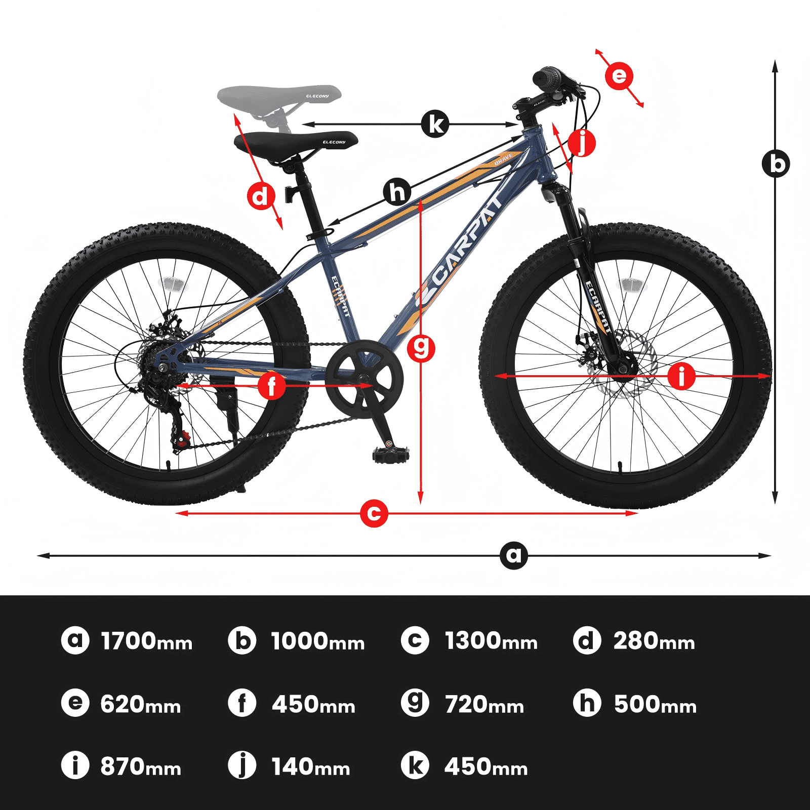 FUPOJH 24 Inch Fat Tire Mountain Bike,Shimano 7-Speed,Dual Disc Brakes,for Teens 8-14,Gray