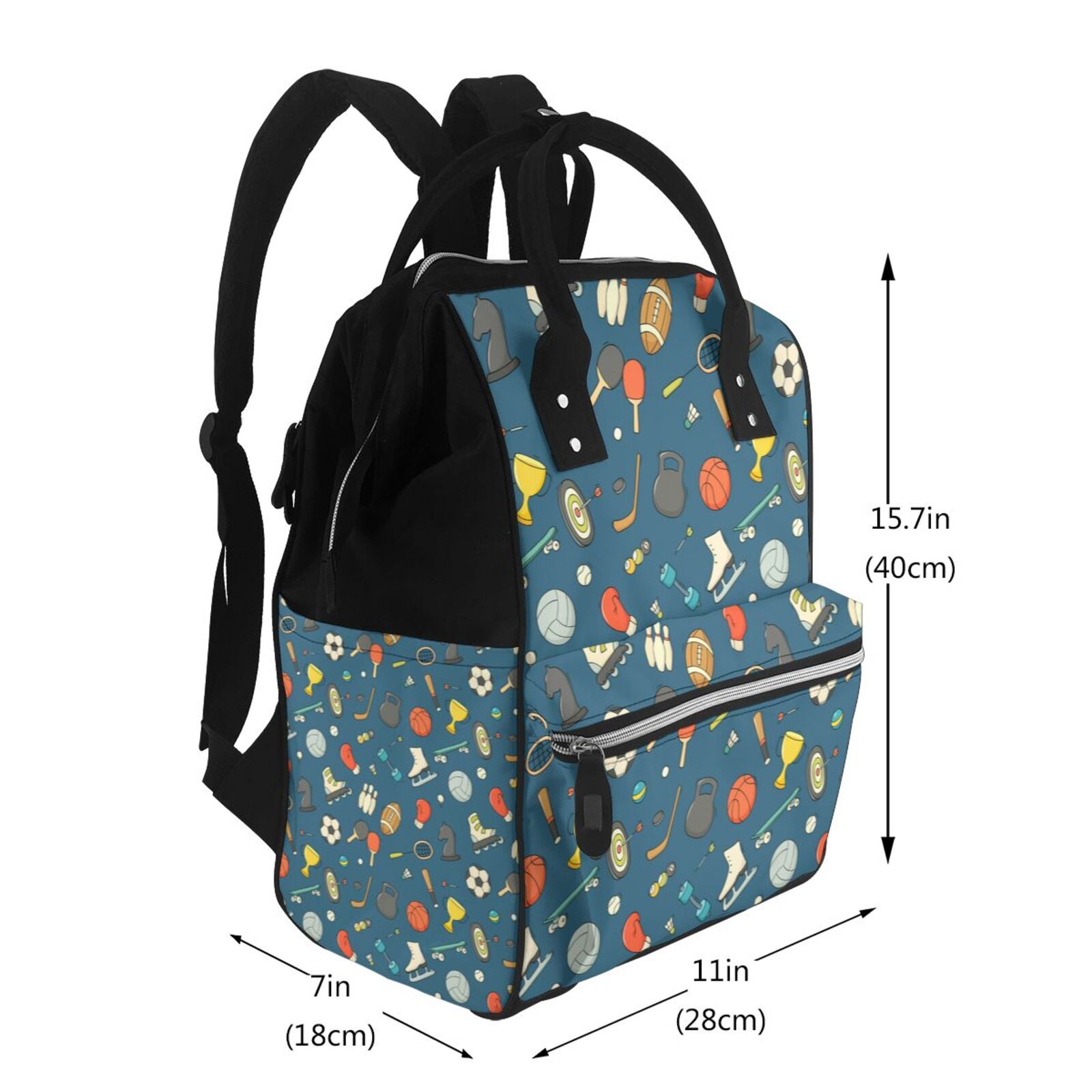 Ratiio Sports Ball Mummy Backpack - Waterproof Twill Canvas, Large Capacity Diaper Bag with Multiple Pockets and Adjustable Straps