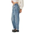 thumbnail image 4 of Women High Waist Barrel Leg Jeans, Vintage Washed Denim Stitched Detail Baggy Wide Leg Casual Jeans, 4 of 6