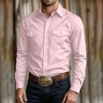 thumbnail image 2 of Admvng Men's Blouse Long Sleeve Button Down Solid Color Casual Shirts, 2 of 8