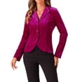 thumbnail image 1 of Blazer de terciopelo de manga larga con solapa de pico para mujer INSPIRE CHIC S Rosa Fucsia, 1 of 6