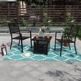 thumbnail image 3 of SSyao Small Square Metal Side Table, Indoor Outdoor End Table, Weather-Resistant Patio Coffee Bistro Table for Balcony, Porch, Garden, or Living Room, Black 22"x22"(with umbrella hole), 3 of 8