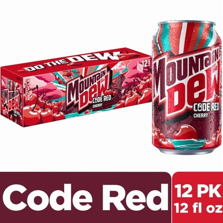 Mountain Dew Code Red Cherry Flavored Soda Pop, 12 fl oz, ( 12 Pack )