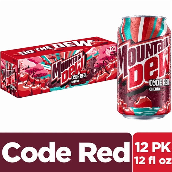 Mountain Dew Code Red Cherry Flavored Soda Pop, 12 fl oz, ( 12 Pack )