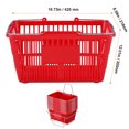 thumbnail image 2 of KFFKFF Shopping Baskets, 12-Pack, 21L Sturdy Plastic Market Baskets with Metal Handles & Stand, Dimensions: 16.73x12.01x8.58 inches, Convenient for Retail & Grocery Stores, Red, 2 of 9