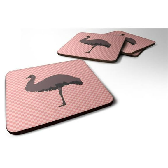 Emu Pink Check Foam Coaster, Set of 4