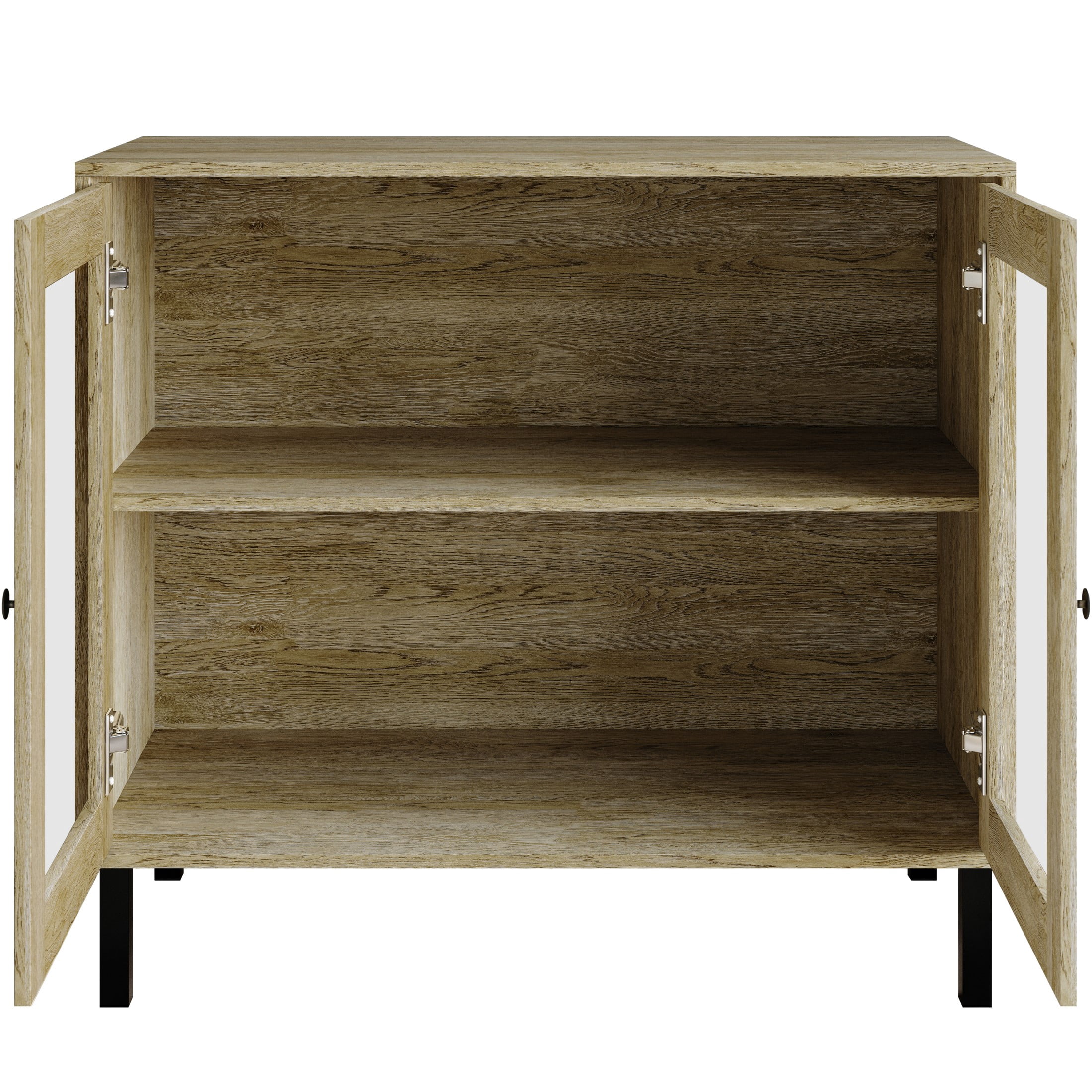 Castle Place Simple Modern Sideboard Buffet Cabinet, Light Oak