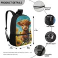 thumbnail image 5 of Uourmeti Highland Cow Pattern Lightweight Backpack for Daily Use Travel, Durable Fabric Fine Craftsmanship School Backpack Large Capacity Student Bookbag, 5 of 6
