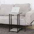 thumbnail image 7 of JJS Side End C Table for Sofa, Living Room Couch Table Snack Table That Slide Under for Small Spaces Cement/Black, 7 of 7