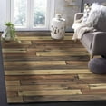 thumbnail image 5 of Area Rugs Indoor Non-Slip Rectangle Rug 5x8 Ft Vintage Brown Stitching Wood Grain Farmhouse Rug Rubber Backing Floor Mats Non Shedding Home Decor Carpet for Entryway Living Room, 5 of 8