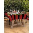 thumbnail image 2 of Outdoor Tablecloth with Umbrella Hole and Zipper, Christmas Rectangle Table Cloth 60x120 Inch Waterproof Tablecloth, Gnomes Pine Branch Star Bell Red Black Striped Picnic Table Cover for Patio, 2 of 7