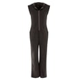 thumbnail image 4 of Women's Hooded Jumpsuit, Long Sleeve Front Zipper Romper with Pockets, Wide Leg Casual One Piece Outfit, Retro Sporty Streetwear and Loungewear​-Dark Gray, 4 of 5