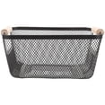 thumbnail image 2 of Wire Storage Basket with Wooden Handles for Organizing Clothes Toys and Household Items Black 12.5 x 8.5 x 6 inches, 2 of 5