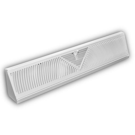 24 In. 3-Way Steel Baseboard Diffuser Supply In White