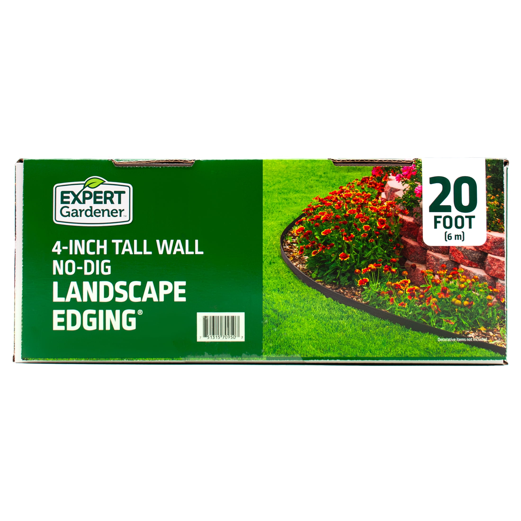 Expert Gardener 20-ft No-Dig Landscape Edging Kit, 4-in High Wall, Black Plastic