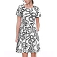 thumbnail image 1 of Disketp Hand Drawn Snake para Vestido de Manga Corta para Mujeres, Vestidos de Verano para Mujeres, Casual y Holgado para la Playa, 1 of 6