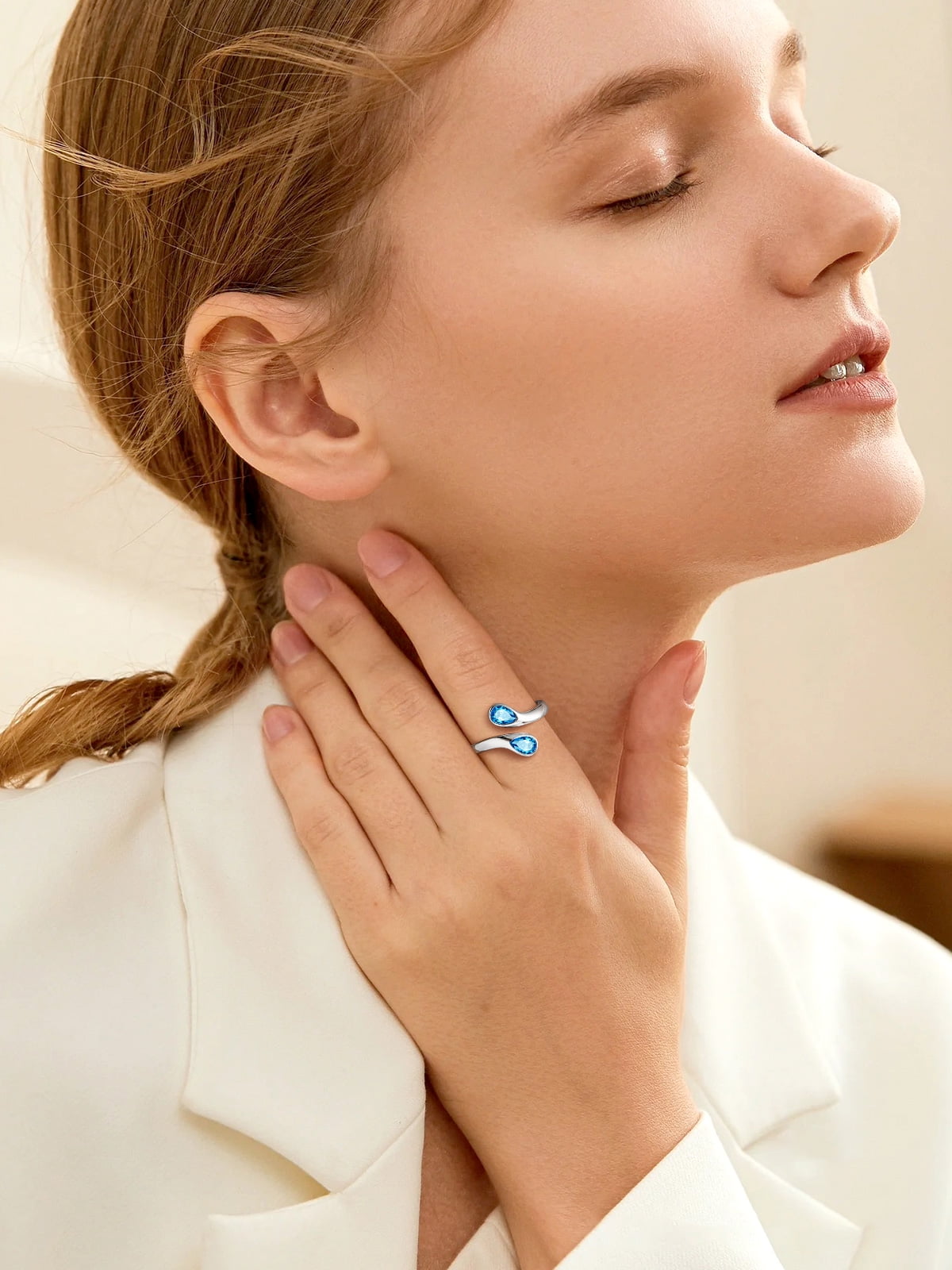 Silvora Sterling Silver Birthstone Rings for Women Pear Shaped Blue Turquoise Open Ring Birthday Christmas Jewelry Gift for Wife Mother Girlfriend, December
