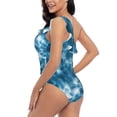 thumbnail image 4 of Picia Blue Tie Dye Pattern Women's One Piece Swimsuits,One Shoulder Swimwear Asymmetric ,Ruffle Monokinis Bathing Suits,High Waisted Flattering Bathing Suits-X-Large, 4 of 8