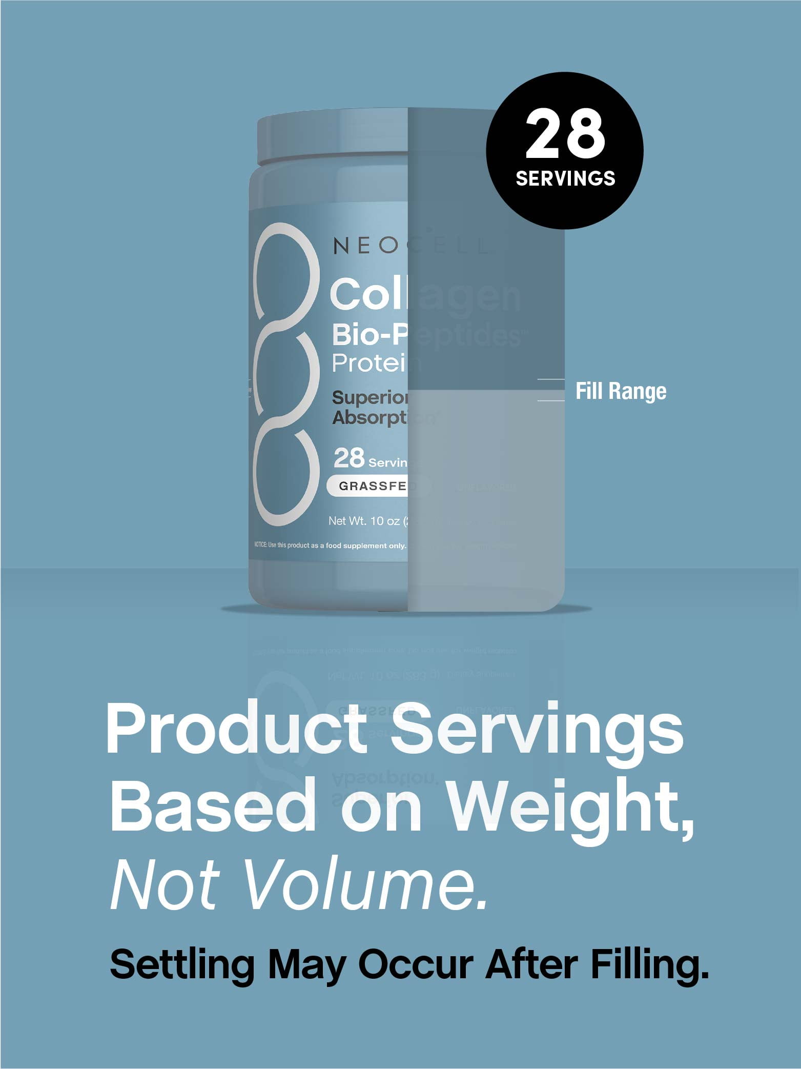 Collagen Bio-Peptides Powder | 10oz | Grassfed Protein Supplement | by NeoCell