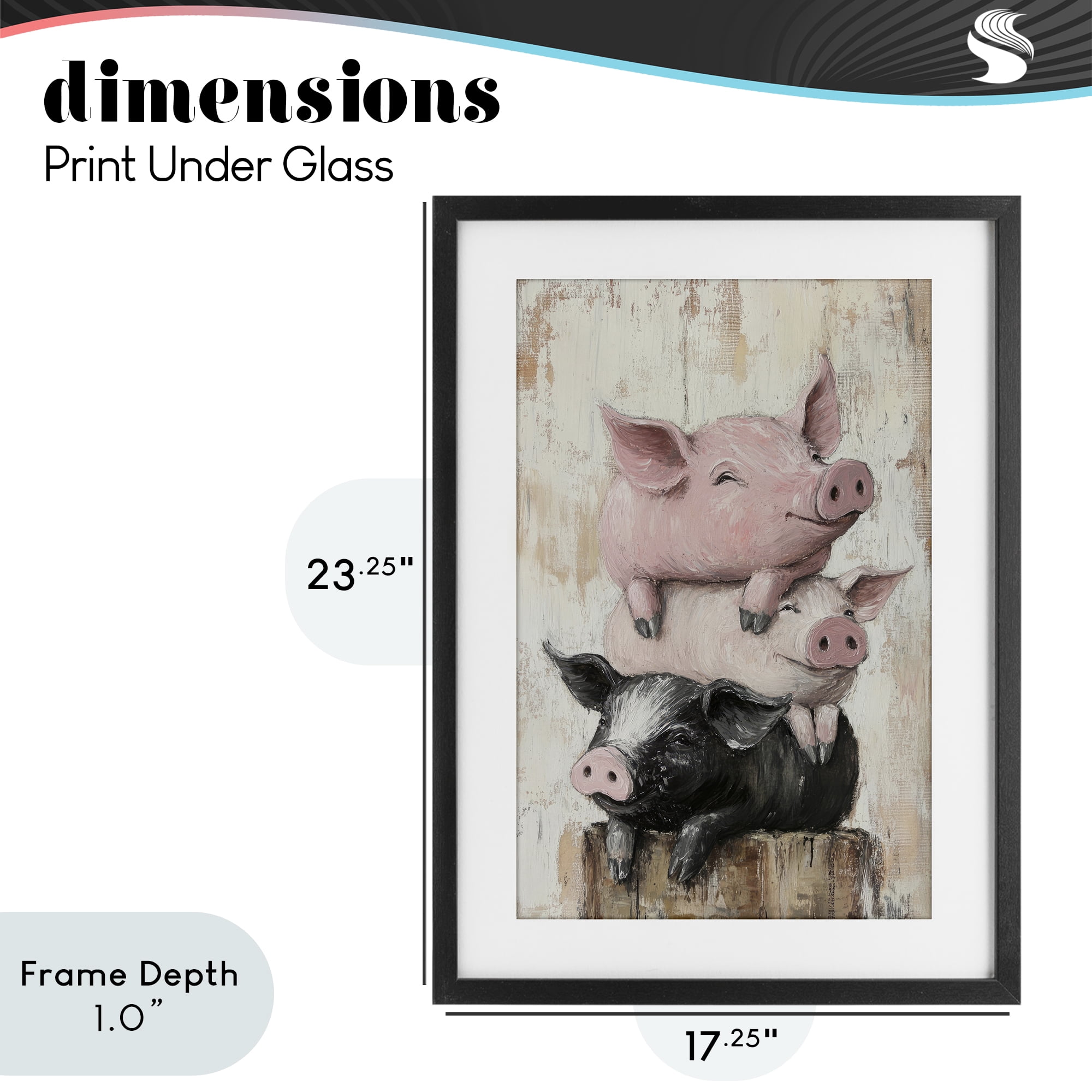 Stupell Industries Pig & Piglet Pile Black Framed Print Under Glass, design by Tina LeCour